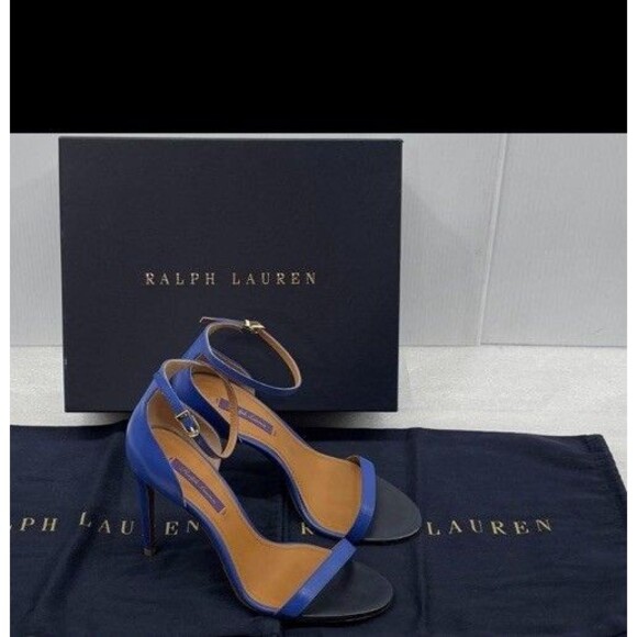 Ralph Lauren Purple Label Sonkia Two-Tone Blue Nappa Leather Stiletto Heels 8.5 - Picture 3 of 16